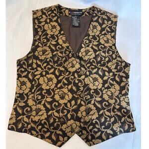 Vintage Liz Claiborne Tapestry Vest Floral Jacquard Y2K Rare 90s Dark Academia
